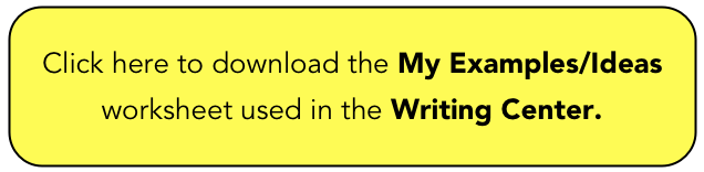 Click here to download the My Examples/Ideas worksheet used in the Writing Center.